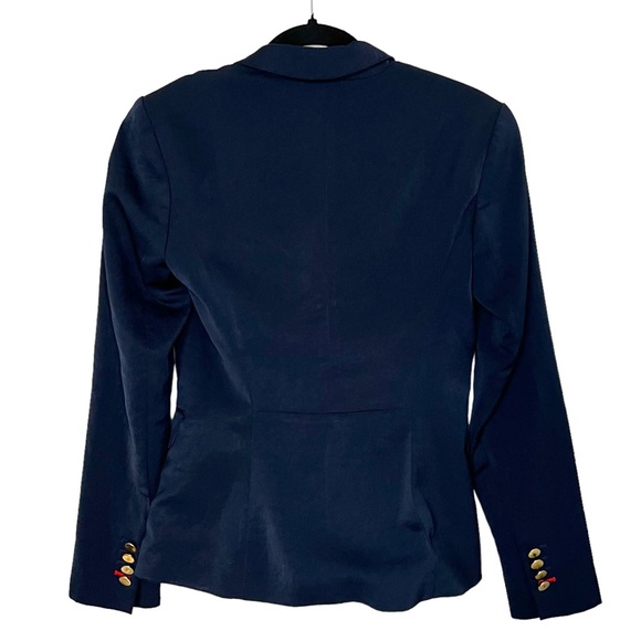 Express Peak Lapel Double Breasted Novelty Button Blazer, Navy Blue, Size 0 - Picture 5 of 14